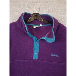 VTG Cabelas Mens Jacket 3XL Purple Fleece Snap Pullover Retro USA Gorp Outdoor